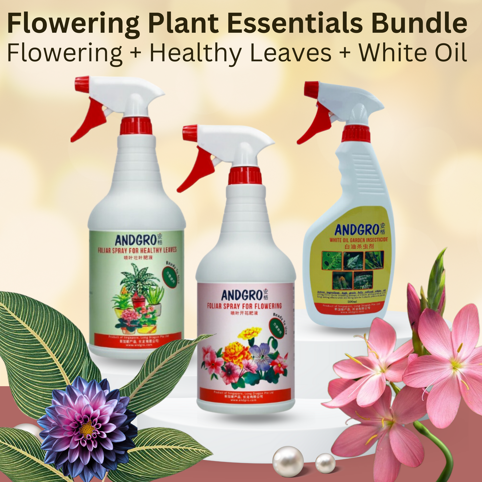 garden foliar spray 2-in-1 Spray for Flowering & Healthy Leaves | White Oil Insecticide