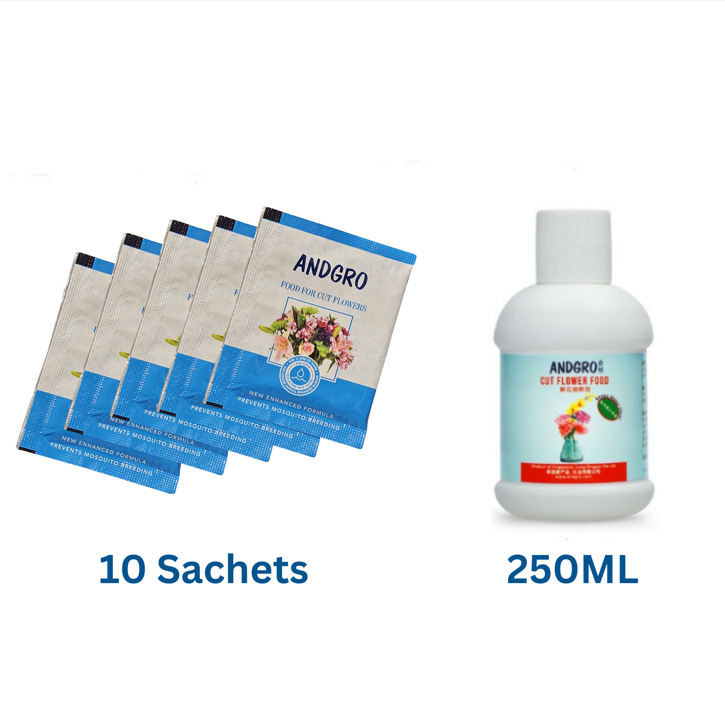 Cut Flower Food (10 Sachets of 5gm) + Cut Flower Food (250ml)